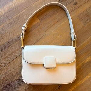 Madison West Naya Shoulder Bag Taupe Faux Leather Gold Hardware NWOT